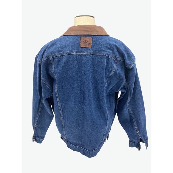 Vintage 90's Marlboro Country Store Denim Jacket Leather Collar Size XL - Picture 8 of 13